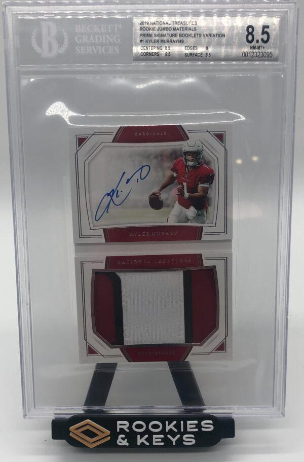 2019 National Treasures Kyler Murray Rookie Jumbo Materials Prime Sig. Booket Variation/49 BGS 8.5 w/ Auto 10